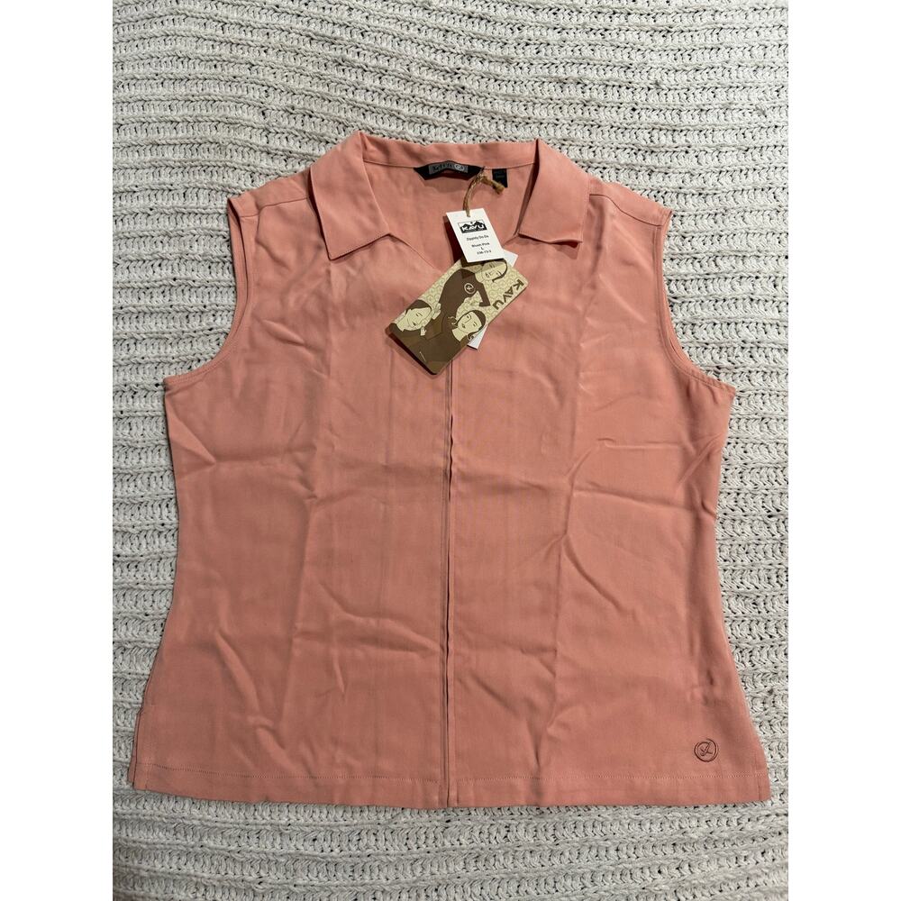 NWT Kavu Sleeveless Top Full Zip Zippidy Do Da Womens Large Blush Pink Tencel